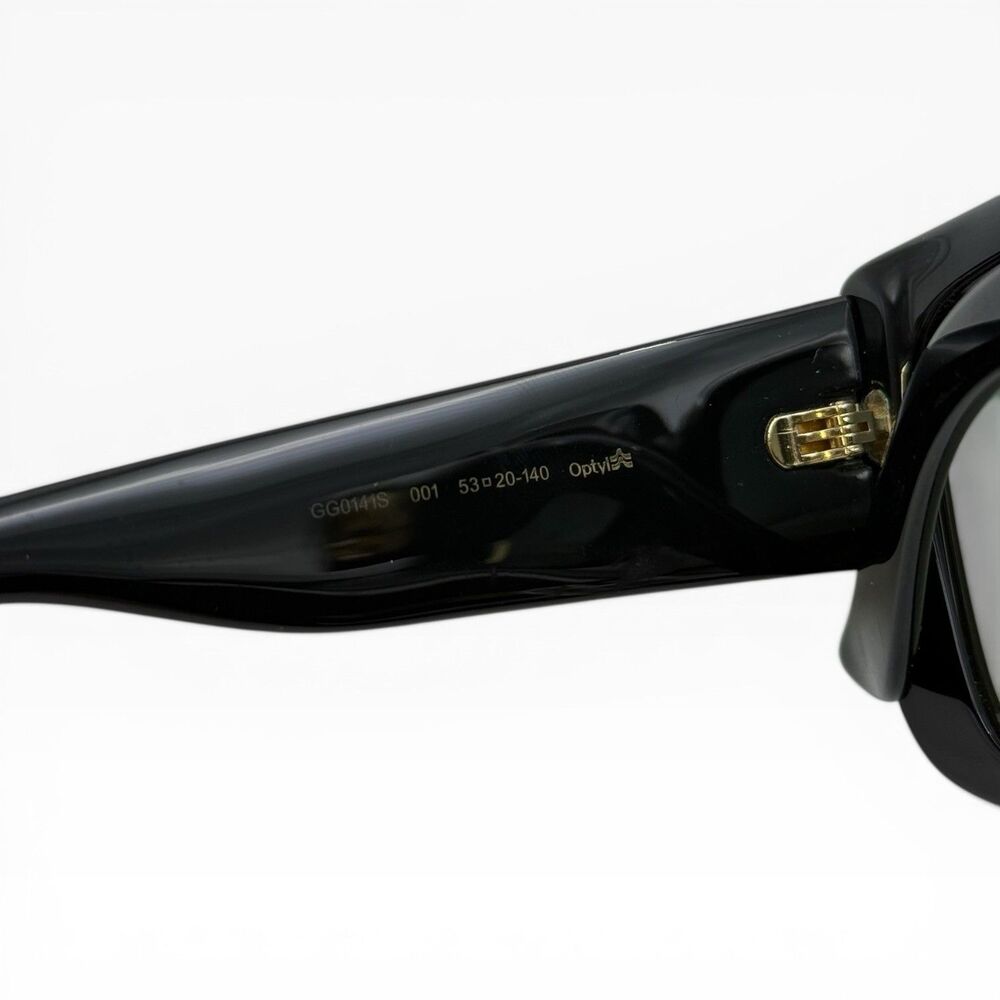 Gucci Sunglasses GG0141S 001 Black Optyl Frame Gold GG logo - Picture 8 of 10